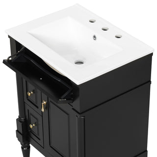 Freestanding Bathroom Vanity With Sink, Adjustable Shelf & Flip Drawer
