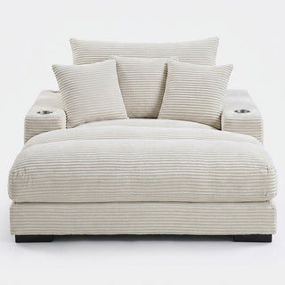 Upholstered Chaise Lounge With Cup Holders USB Port And Pillows