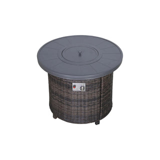 Rattan Patio Set With Comfortable Cushions And Fire Pit