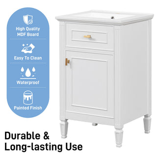 Bathroom Vanity With Sink, Adjustable Shelf, Tilt-Out Drawer