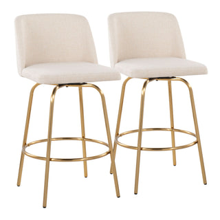 Toriano - Contemporary, Fixed Height Counter Stool With Swivel With Round Footrest (Set of 2)