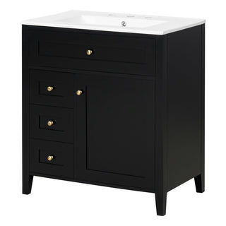 Modern Bathroom Vanity With Sink, 3 Drawers And Adjustable Shelf