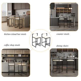 Elegant Bar Stool Set With Backrest And Footrest, Counter Height (Set of 2)