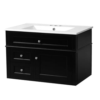 Wall Mounted Bathroom Vanity With 2 Drawers, 1 Tip Out Drawer, 3 Holes Sink