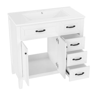 Modern Bathroom Vanity With Sink, Freestanding Design With Drawers And Doors