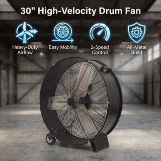 Velocity Drum Fan With 2 Speed - Black