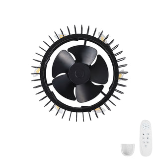 Flush Mount Ceiling Fan With Lights, Low Profile Fandelier With E12 Sockets, Reversible DC Motor, 6 Speeds - Black