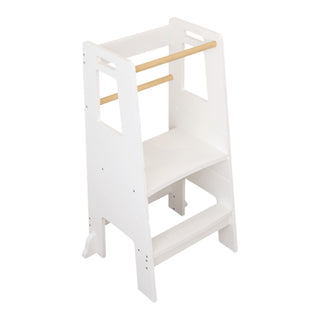 Standing Tower, Child Kitchen Step Stool Toddler, Montessori Stool Adjustable Height - White