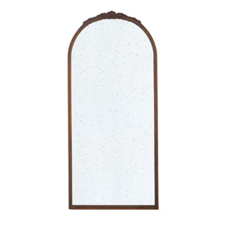 Hand Carved Rose Antique Mirror Frame, Large Arch Mirror Wall Decor For Living Room, Bathroom, Entryway - Brown