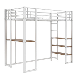 Bunk Bed With L-Shaped Desk And Dual Side Stairs