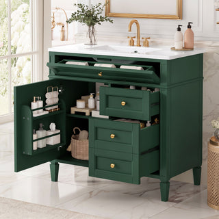 Bathroom Vanity With Sink, Rectangular Storage Cabinet & 2 Drawers And Tip Out Drawer