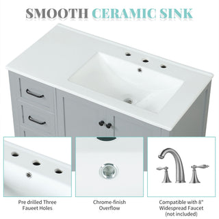 Bathroom Vanity With Sink Top, Bathroom Vanity Cabinet With 2 Doors And 2 Drawers, Open Shelf