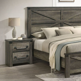 Nightstand, 2 Drawer Storage - Gray