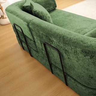 3 Seater Sofa With Built In Pet Bed Nook, Curved Design And 2 Throw Pillows