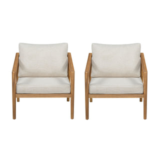 Westin - Outdoor Acacia Wood Club Chair (Set of 2) - Teak / Beige