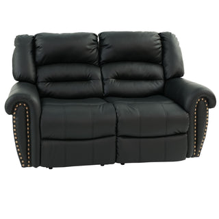 Plush Relax Power Reclining Loveseat 2 Seat Couch With USB Charging Armrest Cushion Living Room Furniture - Black