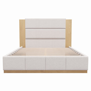 Modern Upholstered Platform Bed With Extended Headboard