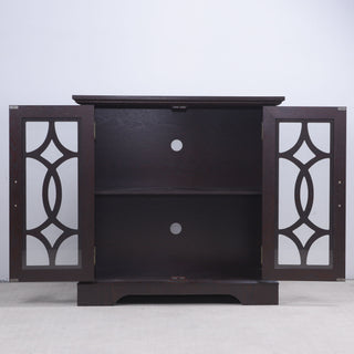 Modern Sideboard With Tempered Glass Doors - Ox Blood Red