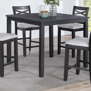 Dining Table Set With 4 Cross Back Chairs, Upholstered Cushions - Charcoal