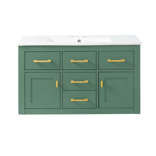 Wall Mounted Bathroom Cabinet With Sink, Multiple Drawers And Doors - Green