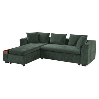 Modern L Shaped Sectional Sofa With Upholstery And Wooden Storage