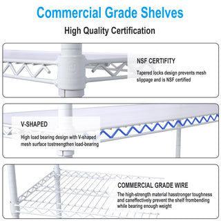 6 Tier 6000Lbs Capacity Nsf Metal Shelf Wire Shelving Unit, Heavy Duty Adjustable Storage Rack With Wheels & Shelf Liners For Commercial Grade Utility Steel Storage Rack
