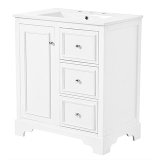 Bathroom Vanity With Sink, Modern Elegant Bathroom Storage Cabinet With 3 Drawers And Adjustable Shelves, Freestanding Vanity Set With Mirror Cabinet, Single Sink Bathroom Vanity