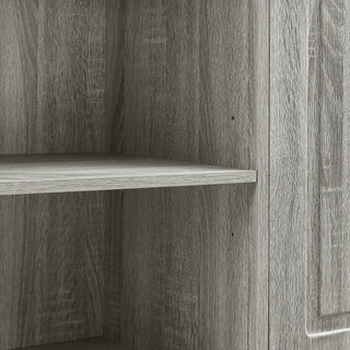 Modern Tall Storage Cabinet With Adjustable Shelves, Flip-Out Basket & Enclosed Doors