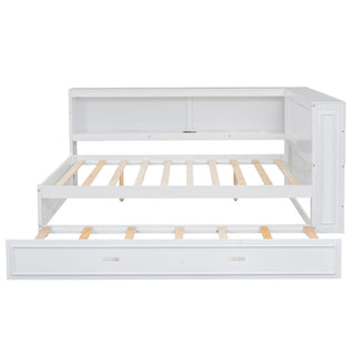 Daybed With Storage Shelves, LED, USB, And Trundle