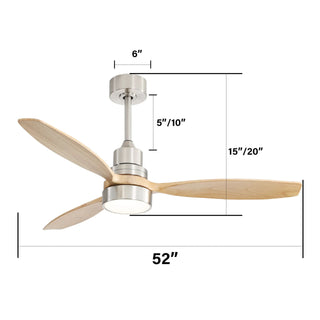 52" Integrated LED Ceiling Fan With Remote Control And Blades For Living Room