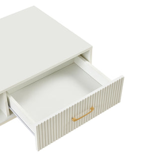 Modern Rectangle Coffee Table With Legs, Sliding Drawer For Storage - White