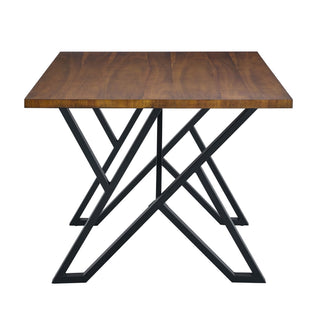 5 Piece Industrial Style Indoor Upholstered Dining Set With Metal Legs - Brown