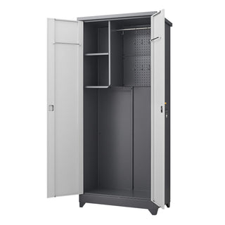 Outdoor Cabinet, Large Capacity Storage Vertical Tall Design With Shelves And Secure Lock