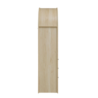 Arched Kitchen Pantry, Modern Farmhouse Wood Kitchen Storage Cabinets, Arched Storage Display Cabinet With Adjustable Shelves, Versatile Cupboard For Kitchen, Dining Room, Living Room - Natural