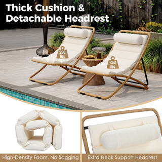 Outdoor Folding Chair With Adjustable Backrest (Set of 2)