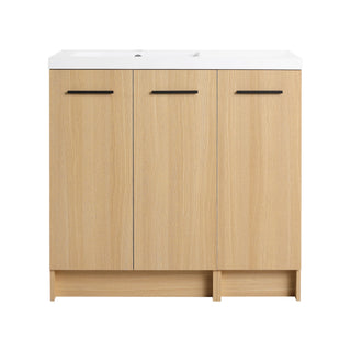 Wall Mounted Floating Bathroom Vanity With Sink, 3 Door Modular Cabinet