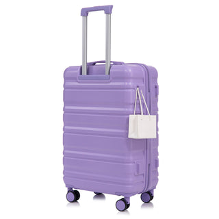 3 Piece 20" / 24" / 28" Spinner Luggage Set & Combination Lock, Durable Hard Shell With 360° Silent Wheels - Blue / Purple