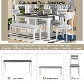 6 Piece Dining Set, Upholstered Chairs And Bench