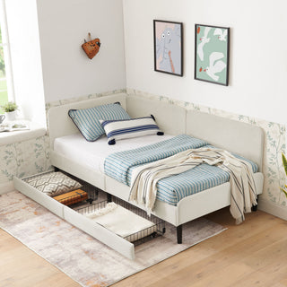 Upholstered Platform Bed Frame With 2 Storage Drawers And Adjustable Sofa Bed