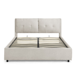 Storage Upholstered Hydraulic Platform Bed With Integrated Headboard