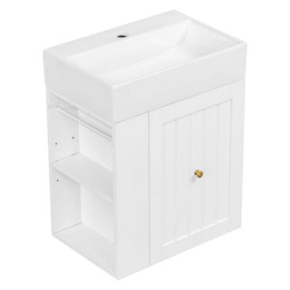 Modern Bathroom Vanity With Sink, Storage Cabinet, Drawer & Side Shelf
