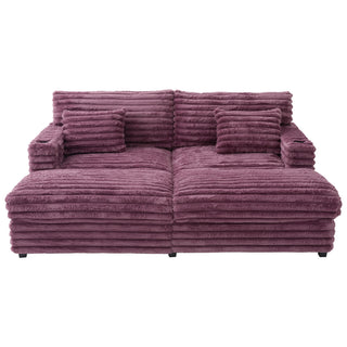 Oversized Double Chaise Lounge Sofa With USB Ports And Cup Holders