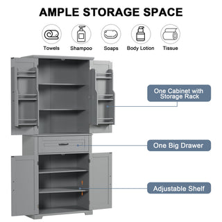 Bathroom Storage Cabinet With Doors And Drawer, Adjustable Shelf