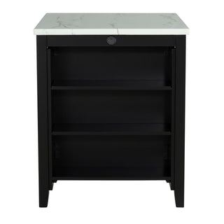 Dining Table Set With Storage Shelves, 3 Piece With 2 Stools - Black / Ivory / White
