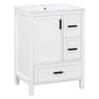 Bathroom Vanity With Sink, Soft-Close Doors, Double-Layer Shelf And 3 Drawers
