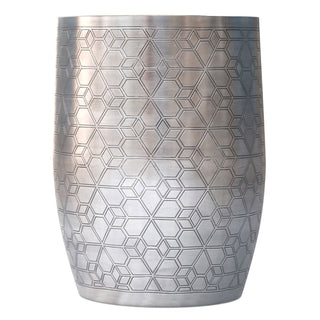 Johnsen - Geometric Pattern Accent Table - Antique Silver
