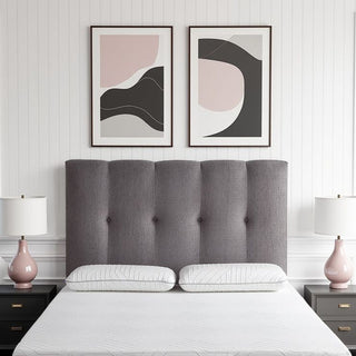 Bridgevine Home - Queen Size Tufted Upholstered Headboard With Nailhead Trim - Gray