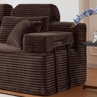 Sectional Sleeper Sofa & Storage Pockets, Modular Couch With Throw Pillows For Living Room