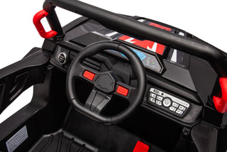 12V7A*2 30W*4 Four-Wheel Drive Seat One Button Start, Forward And Backward, High And Low Speed, Music, Front Light, Power Display, Two Doors Can Open, 2.4G R / C, Seat Belt Four Wheel Absorber