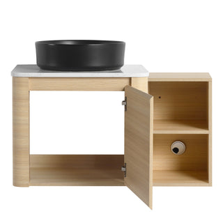 Mounted Bathroom Vanity With Art Sink, Storage Shelves, Soft Close Door